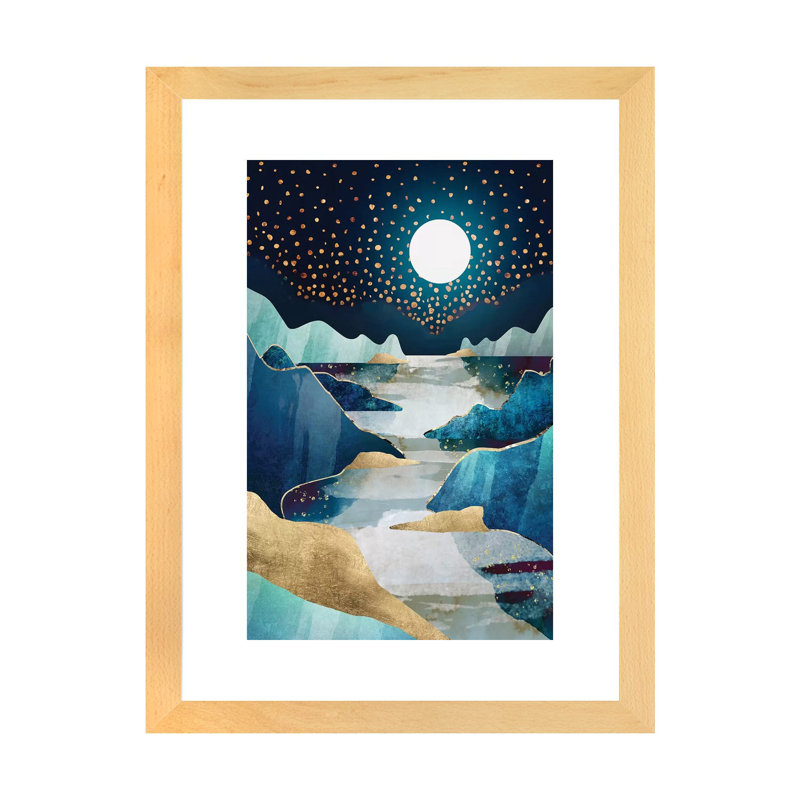 Lune de lune - imprimé, Cadre papier naturel, H 32 po x l 24 po x P 1 po