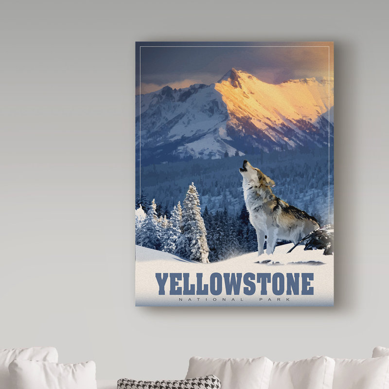 «Yellowstone Wolf» par Croswell, impression sur toile tendue, H 32 po x l 24 po