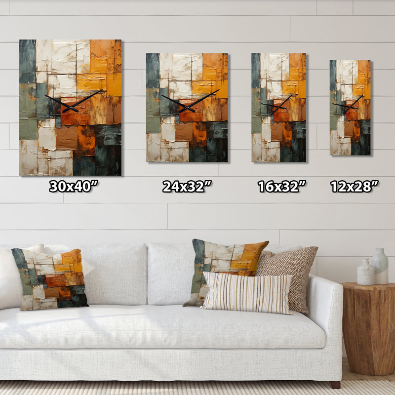 Horloge murale Hardedge Art Earthy Euphony I - Abstrait moderne, H 40 po x l 30 po x P 1 po