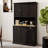 71" Freestanding Kitchen Drawer Cabinet - Black. Ample Storage Space, Adjustable Shelves, And A Build With Shelves For Bowls, Microwave Countertop Place, 6 Doors 1 Black-1108990301