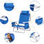 Chaise de plage pliante avec glacière intégrée, parasol et porte-gobelet, pour l'extérieur (bleu)