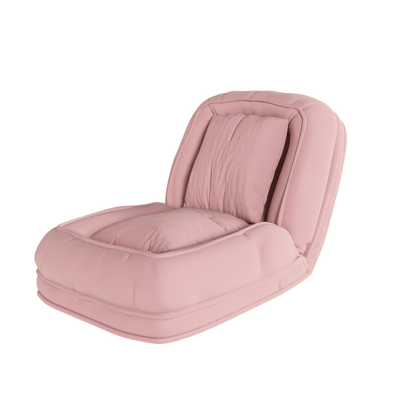 Upholstered Human Dog Bed for Adults and Pets - Foldable 5-Position Adjustable Corduroy Sofa Bed with Pillows, Pink Multi-Functional Daybed