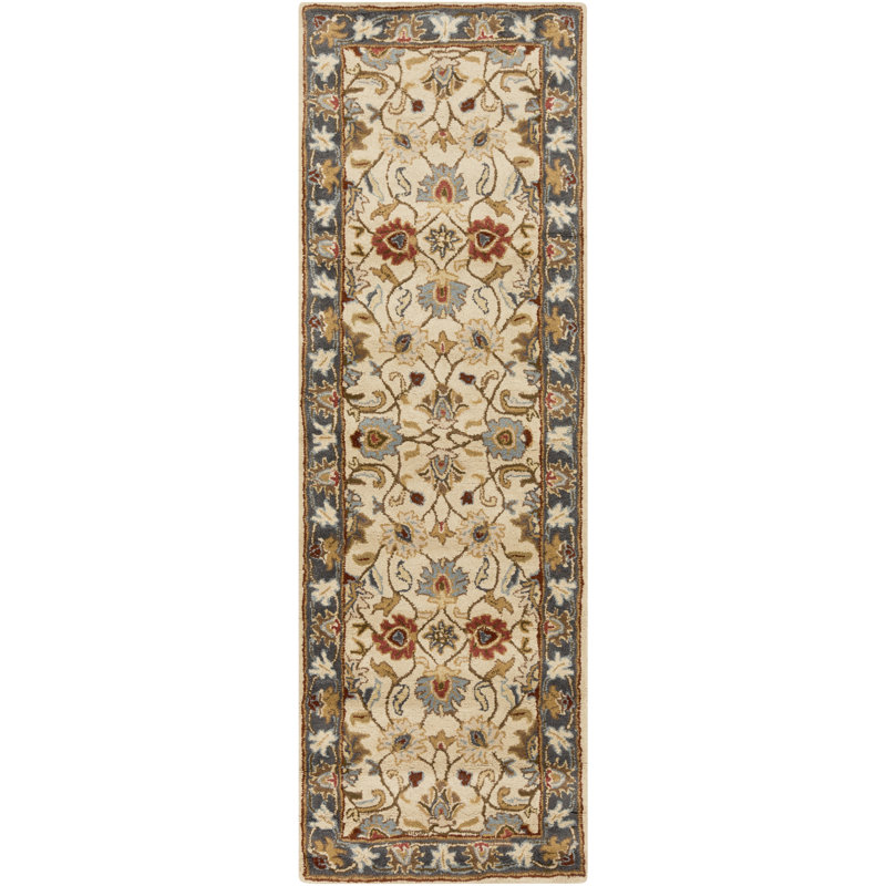 BuckHill Oriental Hand-Tufted Wool Tan Area Rug, Runner 2'6" x 8'
