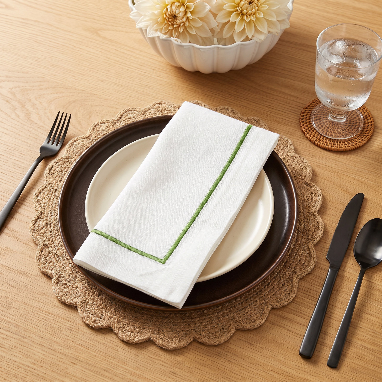 Odelle Reversible Napkin, 20"x20", Kiwi