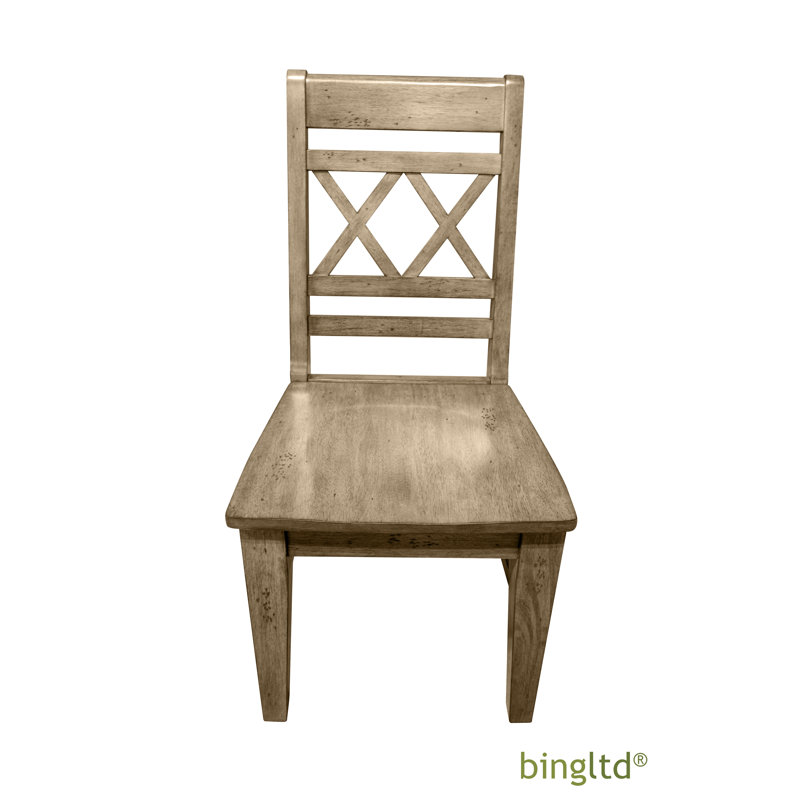 Chaise d'appoint à dossier croisé en bois massif et bringé