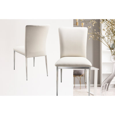 2 chaises d'appoint contemporaines en similicuir contemporain, blanc doux - option élégante pour 2 repas tendance