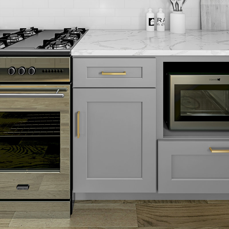 Sinber Ready to Assemble Solid Wood Shaker Base Kitchen Cabinet, Gray, 18"