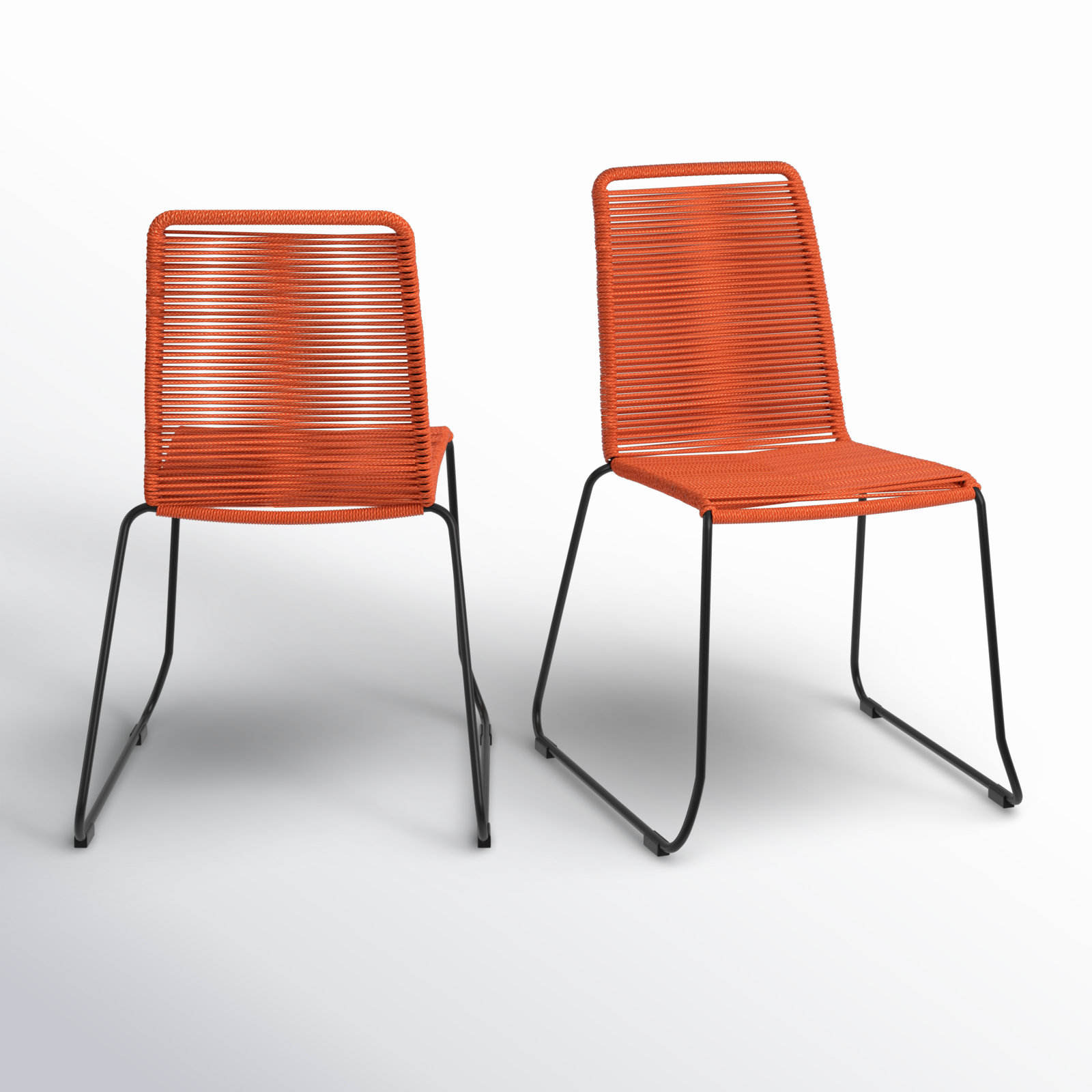 Camberlynn Premium All-Weather Wicker Outdoor Stacking Dining Side Chair, Tange Orange