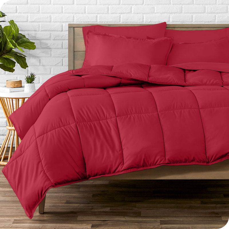 Microfiber Bed-In-A-Bag, California King Comforter + 6 Additional Pieces, Red/Red