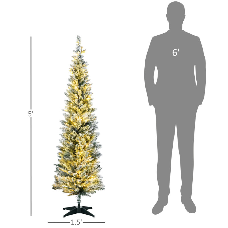 Arbre de Noël artificiel de 59 po avec 110 lumières blanches chaudes, 294 pointes, choix d'économie d'espace, choix sécuritaire