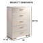 Commode 1 pièce à 5 tiroirs de style contemporain avec finition chromée ultrabrillante