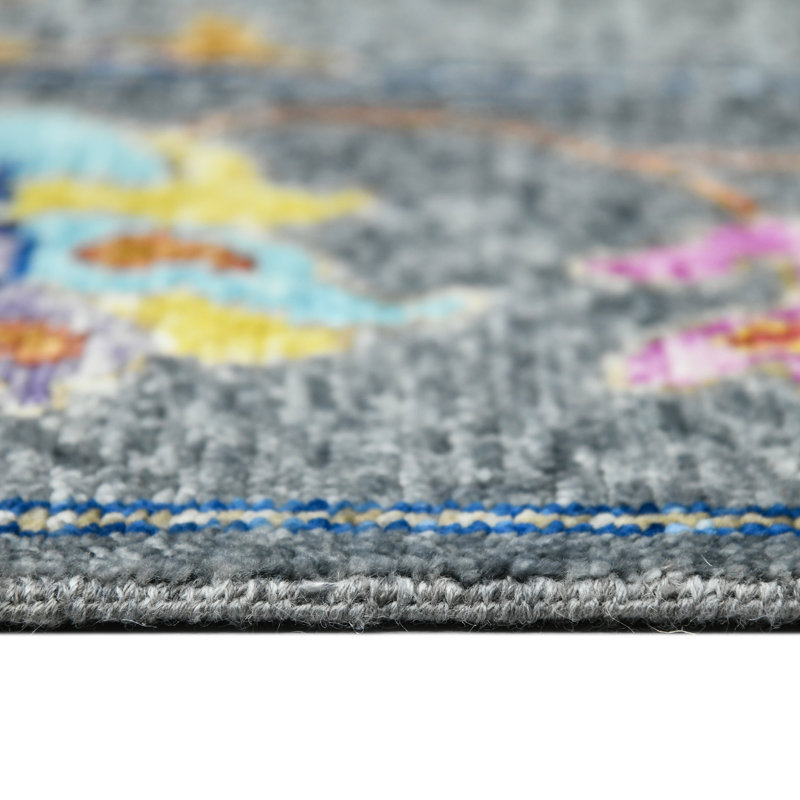 Blu Wool Oriental Area Rug in Gray, Rectangle 10' x 14'