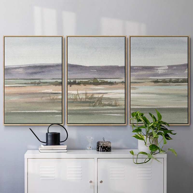 «Mute Marsh II», reproduction sur toile 3 pièces, H 36 po x l 75 po x P 2 po, Naturel