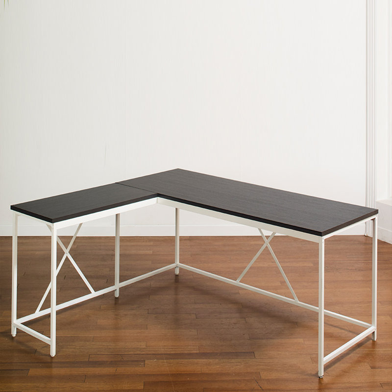 Bureau en bois et en métal, Gris foncé / Blanc