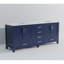 Meuble-lavabo double bleu marine 80 po X P 22 po D, avec plateau en marbre de Carrare-117978738
