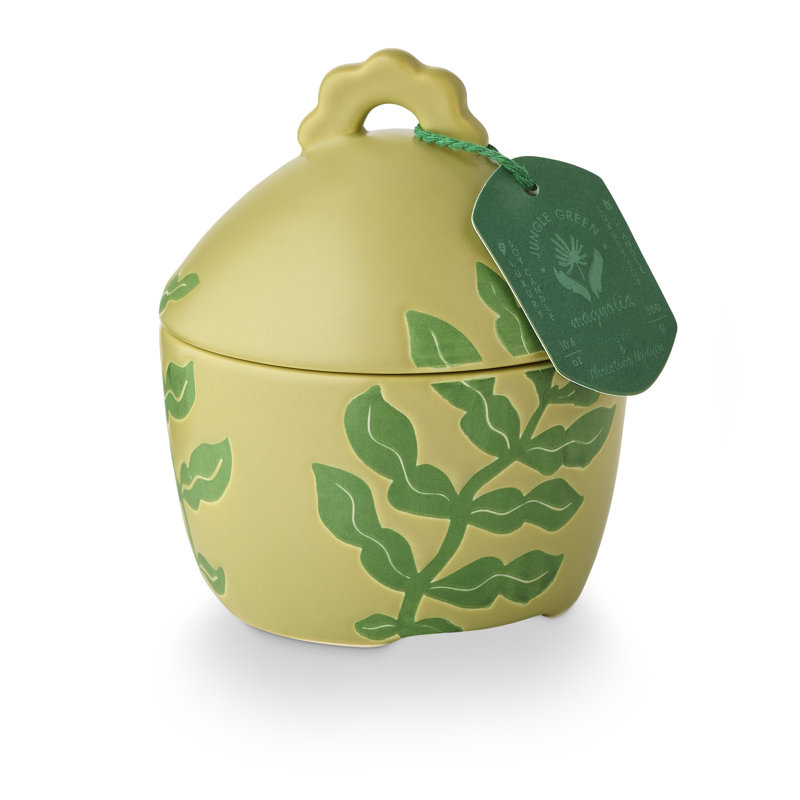 Bougie en céramique avec couvercle Sun Terrace Jungle Magnolia 300g, Green Citrus