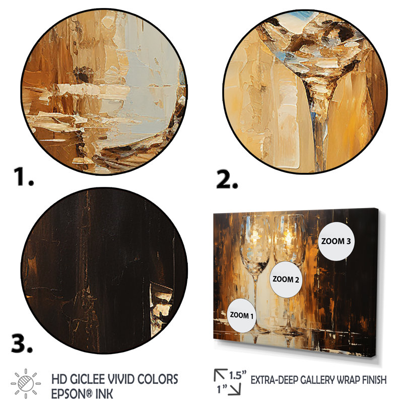 Or et bulles de verre champagne - Art mural champagne, Cadre flottant noir, H 12 po x l 20 po x P 1 po