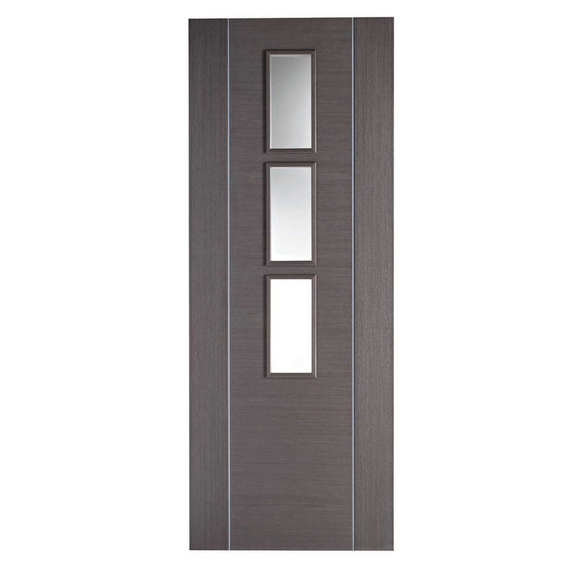 Alcaraz Glazed Prefinished Chocolate Grey Internal Door, 198.1 cm H x 83.8 cm W x 3.5 cm D