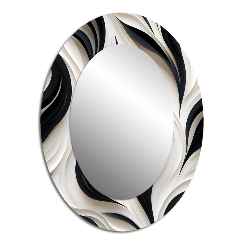 Blanc et noir Minimalist Elegance - Miroir mural blanc Mid-Century, H 40 po x l 30 po