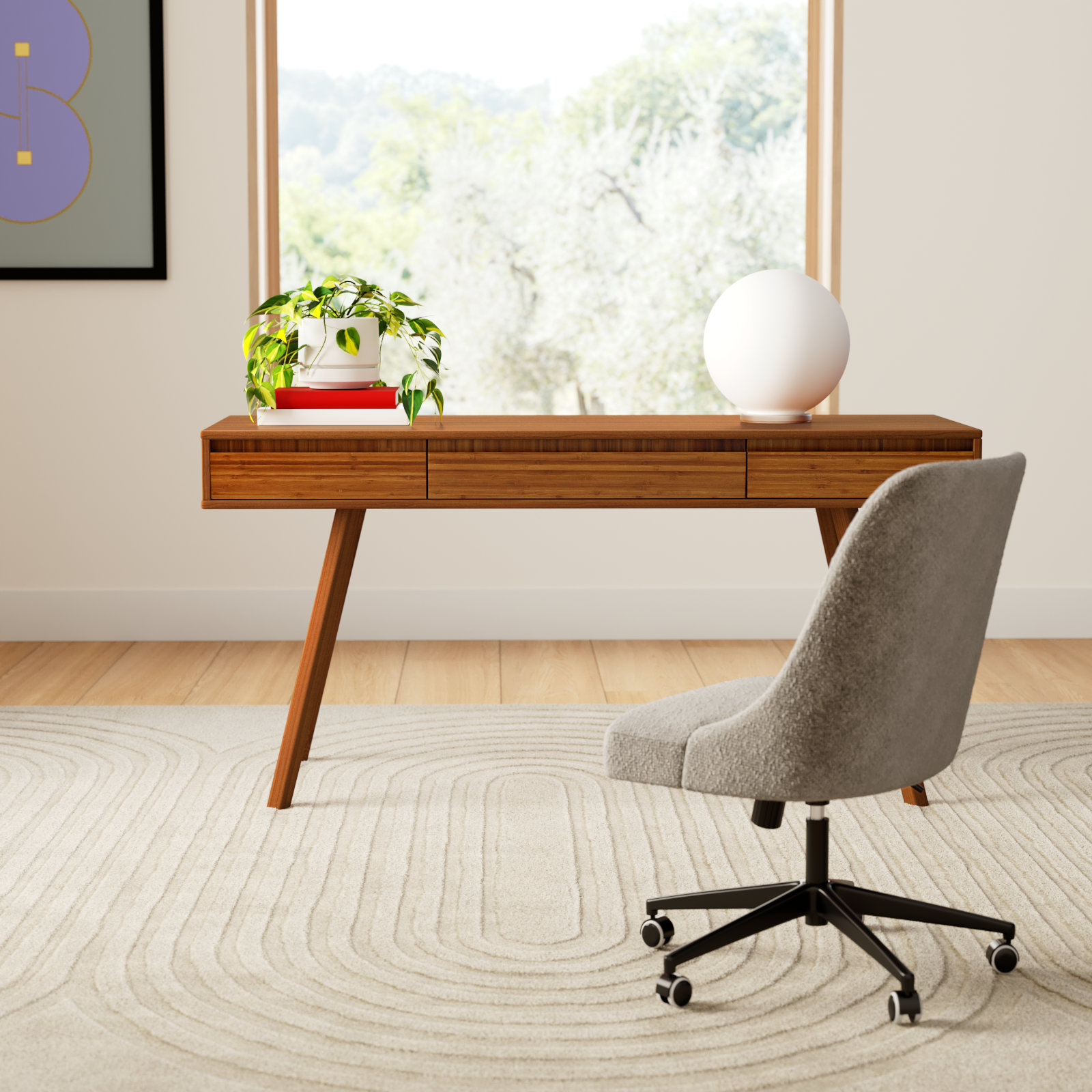 Lacey 60 " Writing Desk, Amber