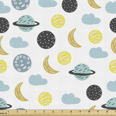 Sebago Crescent Planets and Clouds Fabric