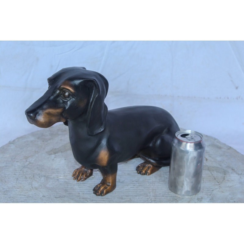 Nifao Collection Adorable Dachshund Dog Sitting Bronze Statue 17" x 5" x 10"H