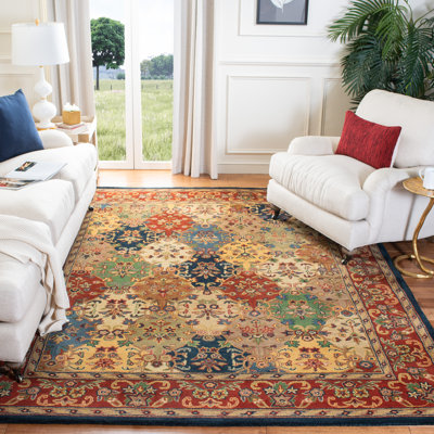 Tapis bourgogne à motif oriental en laine/coton touffeté à la main Costilla