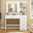 Vanity Desk With Mirror And Lights, Makeup Vanity With 5 Drawers And 3 Storage Shelves, 3 Color Modes & Adjustable Brightness Dressing Table, Vanity Desk For Bedroom-865066688