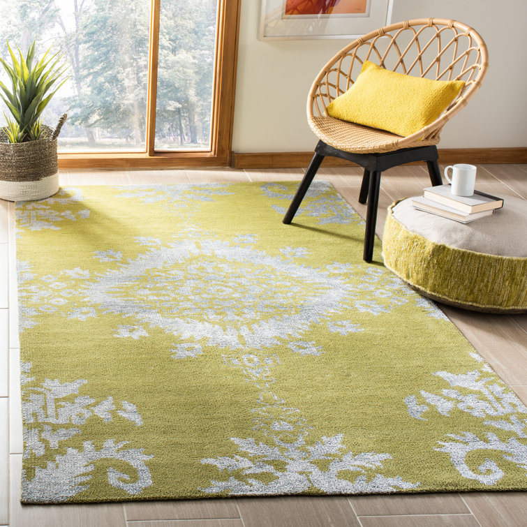 Tapis géométrique en laine / viscose / coton noué à la main Sabeena