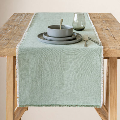 Woven Frayed Chambray Table Runner