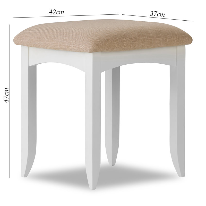 Solid Wood Accent Stool, White