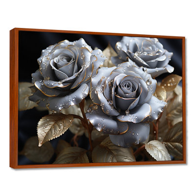 Grey And Gold Rose Passion - Roses Wall Art