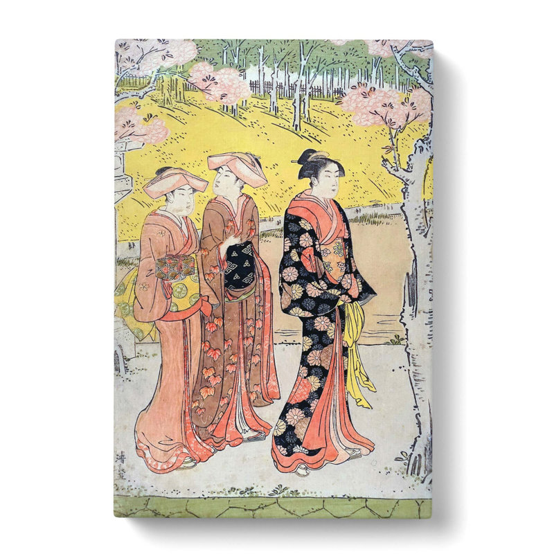 Cherry-blossom Viewing At Shinobazu Pond by Torii Kiyonaga - Wrapped Canvas Painting, 50cm H x 35cm W x 3cm D