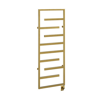 23.5"x64" Vasto Designer Wall Mounted Electric Plug-In Towel warmer - PVD Brushed Gold, Fluid Filled, Lifetime Warranty