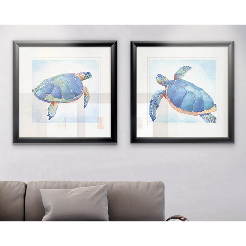 Galapagos Sea Turtle I - 2 Piece Single Picture Frame Print, Black Framed
