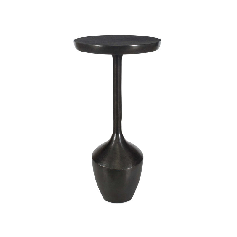 Table d'appoint Mey, plateau rond rond de 12 po, base en aluminium brun foncé