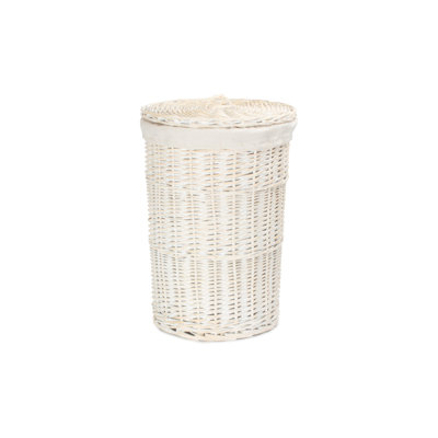 Wicker Round Laundry Hamper Basket with Lining