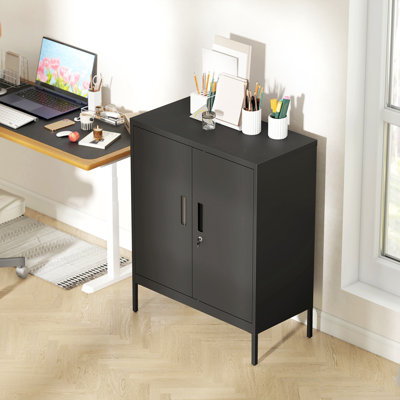 HOMCOM Metal Storage Cabinet with Lock Office Storage Cupboard
