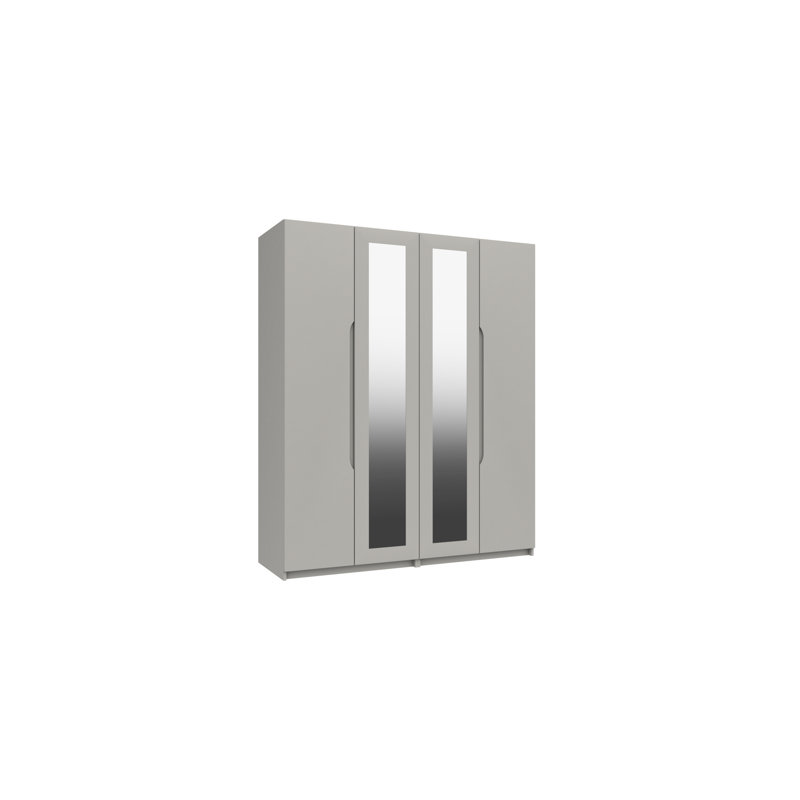 Alianys 4 Door Manufactured Wood Wardrobe, Light Grey Gloss