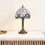 Lampe de table 12 '' style Tiffany, base en résine et abat-jour en verre coloré