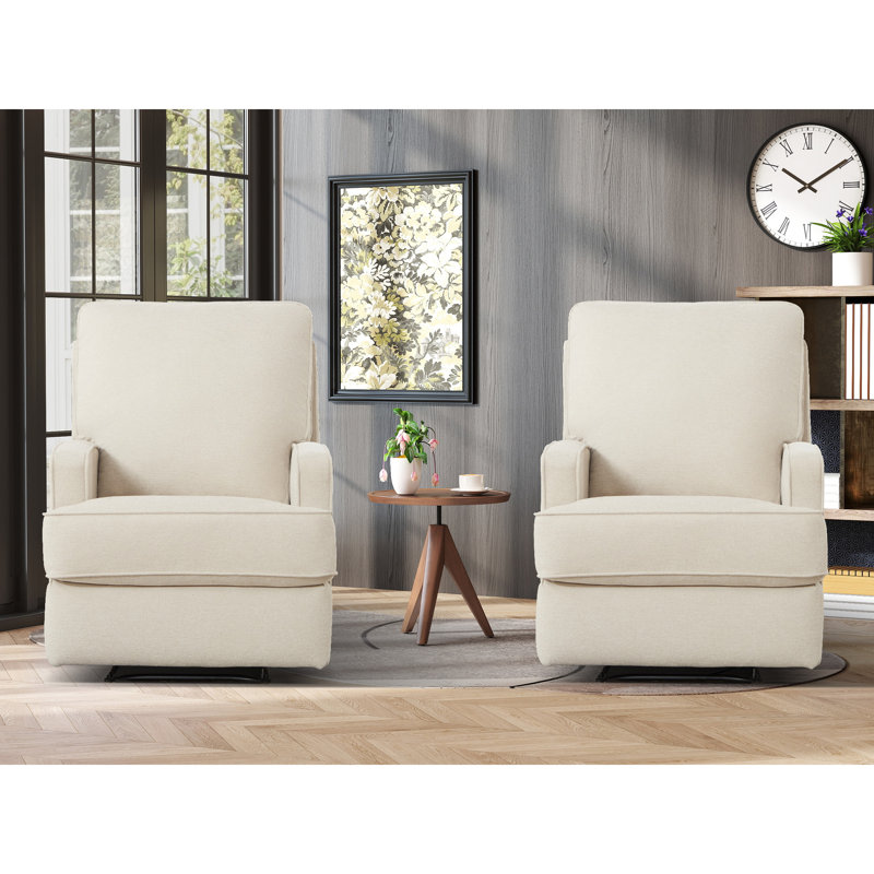 29.5" Wide Modern Refined Linen Upholstered Standard Manual Recliner, Beige