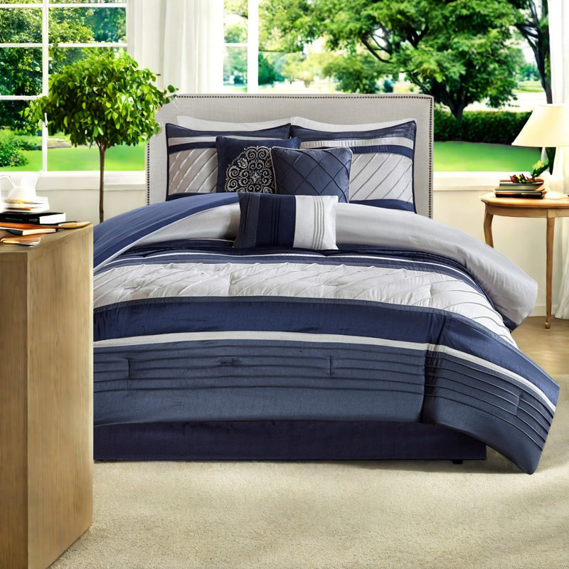 Ensemble de literie de luxe 7 pièces, polyester