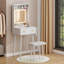 Petit ensemble de meuble-lavabo avec 3 miroirs lumineux réglables et une petite chaise de rangement pour la chambre à coucher-1375750410