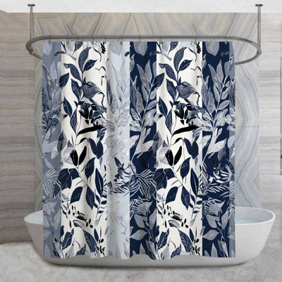 Rideau de douche à motif botanique - Décoration de salle de bain nature traditionnelle