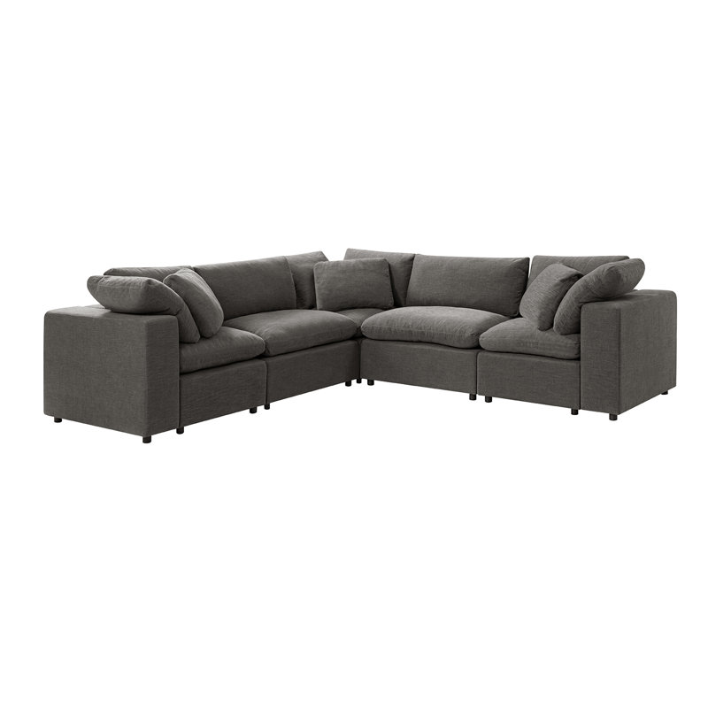 Canapé modulaire rembourré Alberto, Gray Polyester