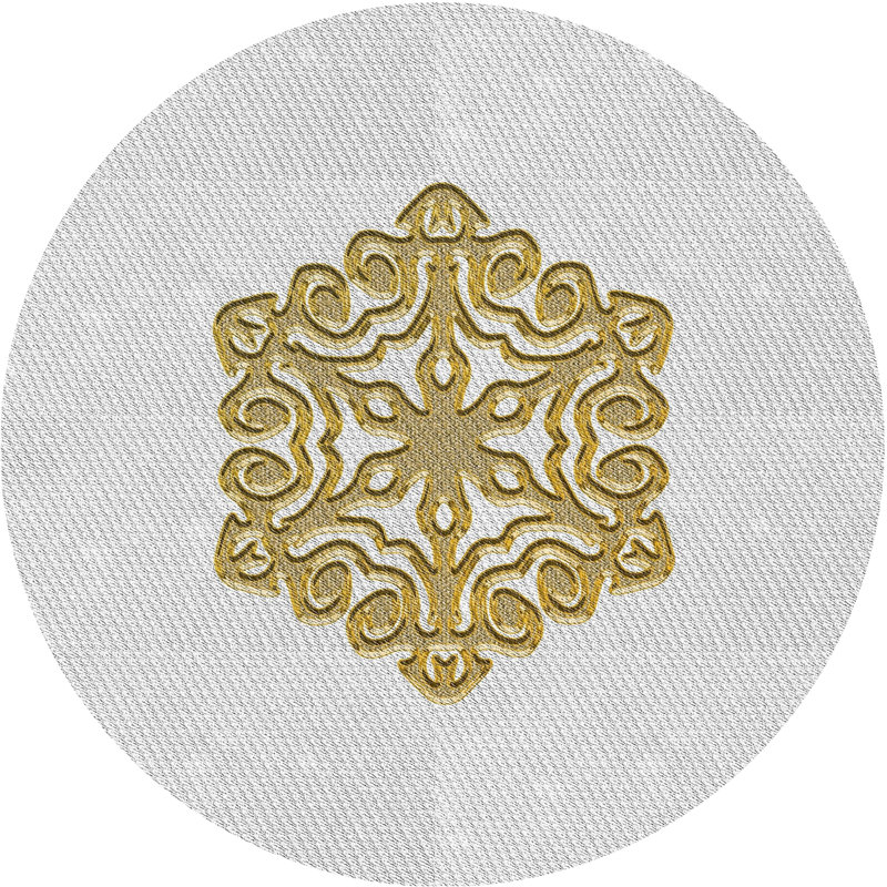 Tapis doré / blanc Power Loom, Rond 8 pi