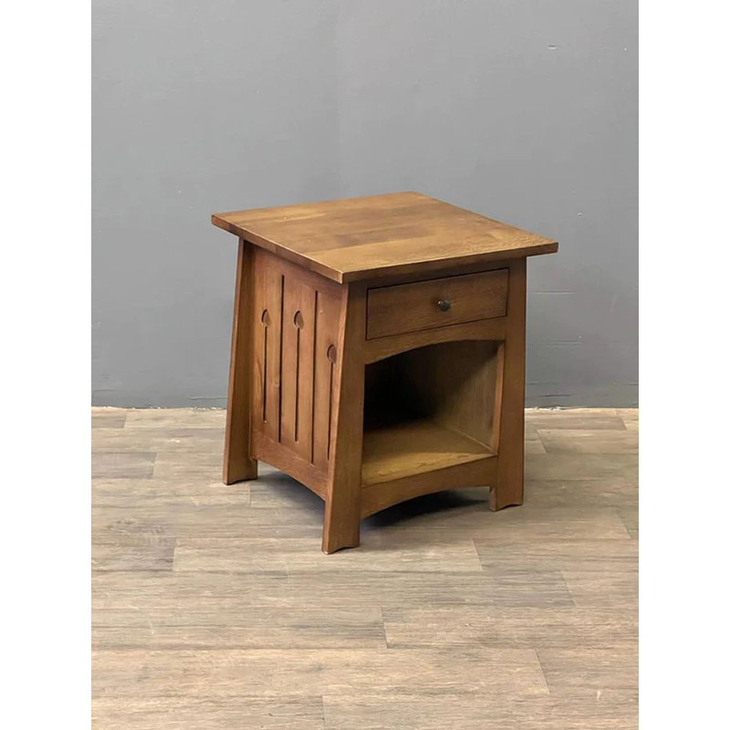 Shabbona Solid Wood End Table with Storage