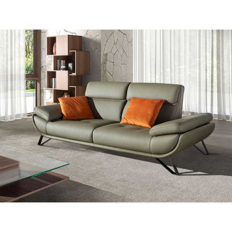 Olive  leather sofa, 3