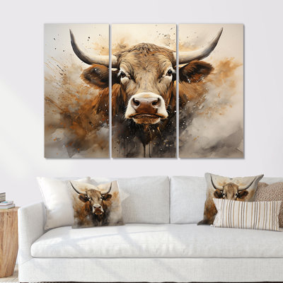 Portrait de vache dans des tons sépia I - ensemble d'art sur toile de vache