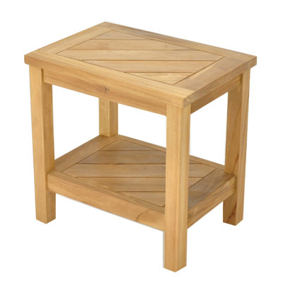 Spateak Grade-A Teak Wood Berlin Shower Seat 18" Outdoor Patio Stool Bench